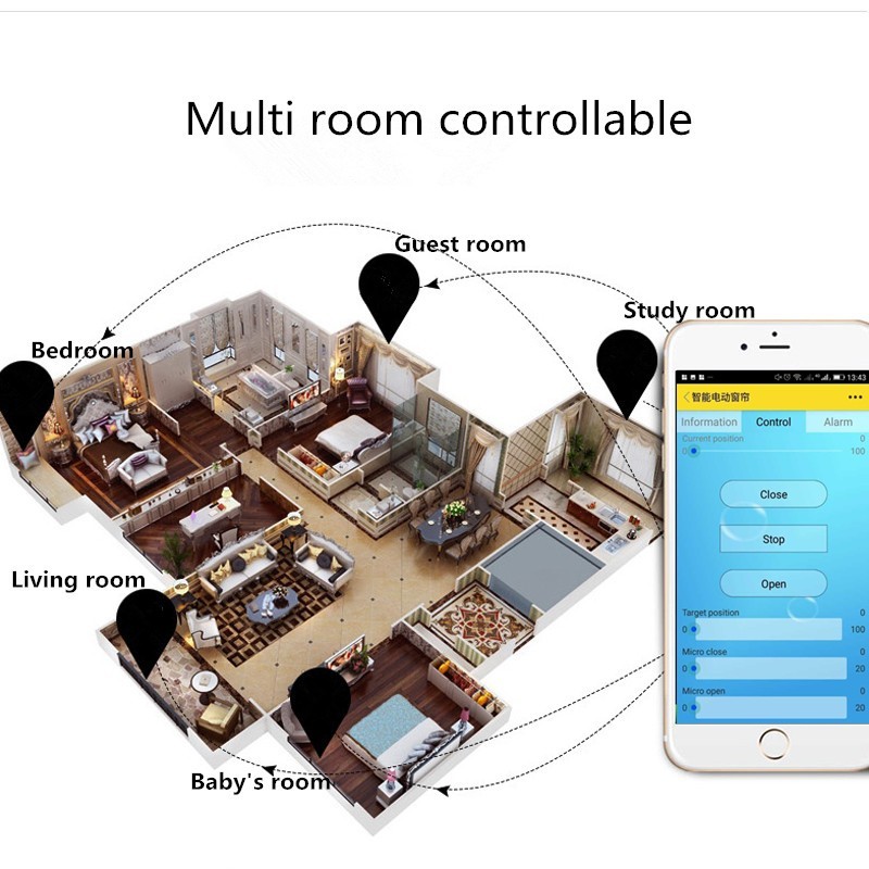 Horizontal Smart Automatic Curtain Opener And Closer Compatible With Alexa