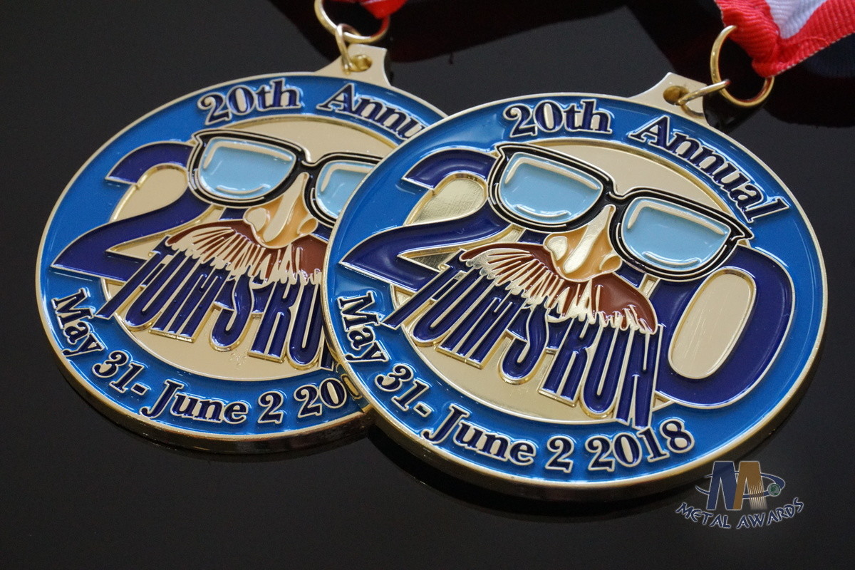 Custom Tom'S Run Metal Award Medals Soft Enamel Shiny Gold Or Brass Plating