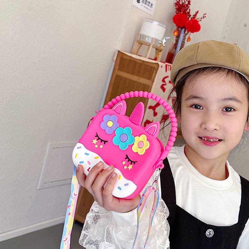 Unicorn Silicone Pencil Box Storage Organization Crossbody Bag Shoulder Handbag Christmas Birthday Gifts For Boys Girls