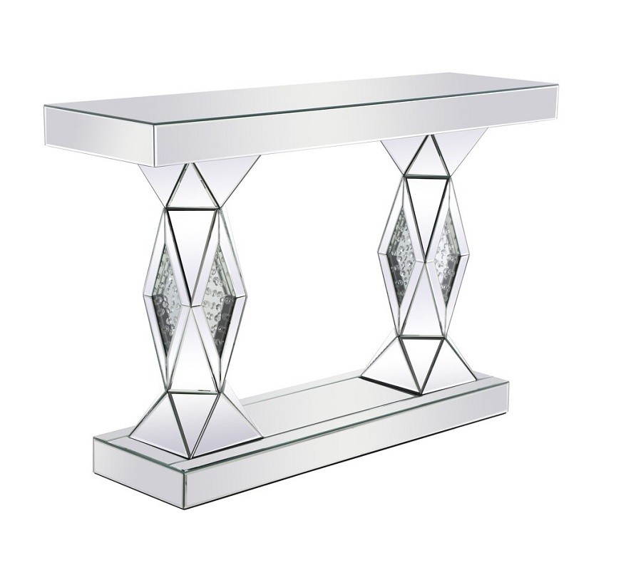 Sparkly silver mirrored console table diamond decorative hallway table for living room