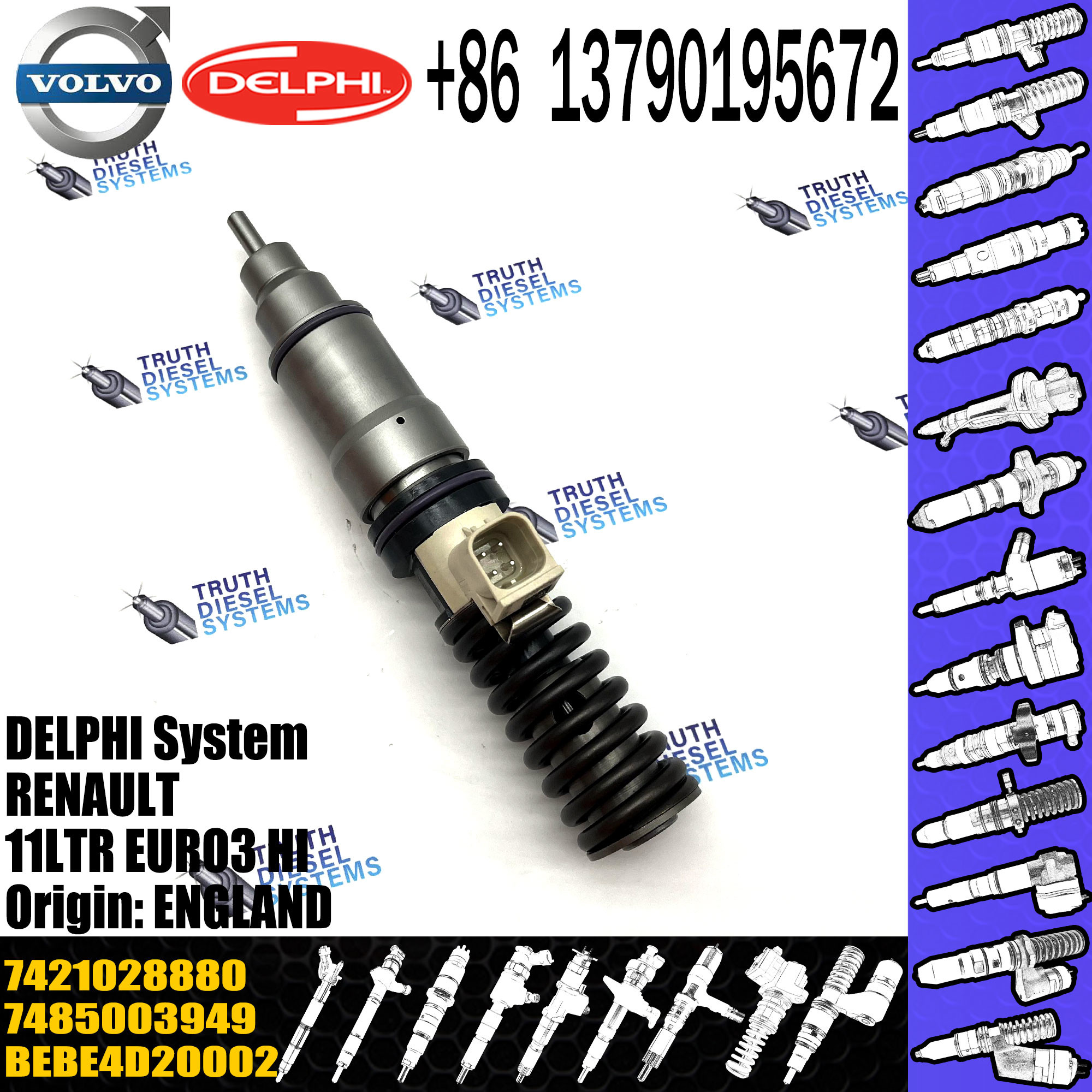 Diesel Fuel Injector 21582096 BEBE4D35002 21644598 85003949 7421028880 E3.18 for VOL 11LTR EURO3 HI