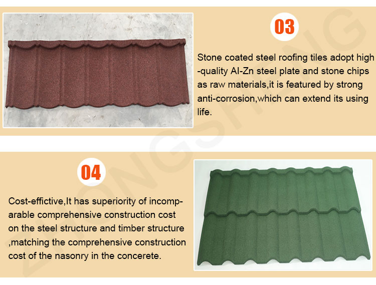 Plain Roof Tiles Zinc Aluminum Steel Stone Chips 0.2*420*1340 Stone Coated Metal Roof Tiles for All-Weather Protection