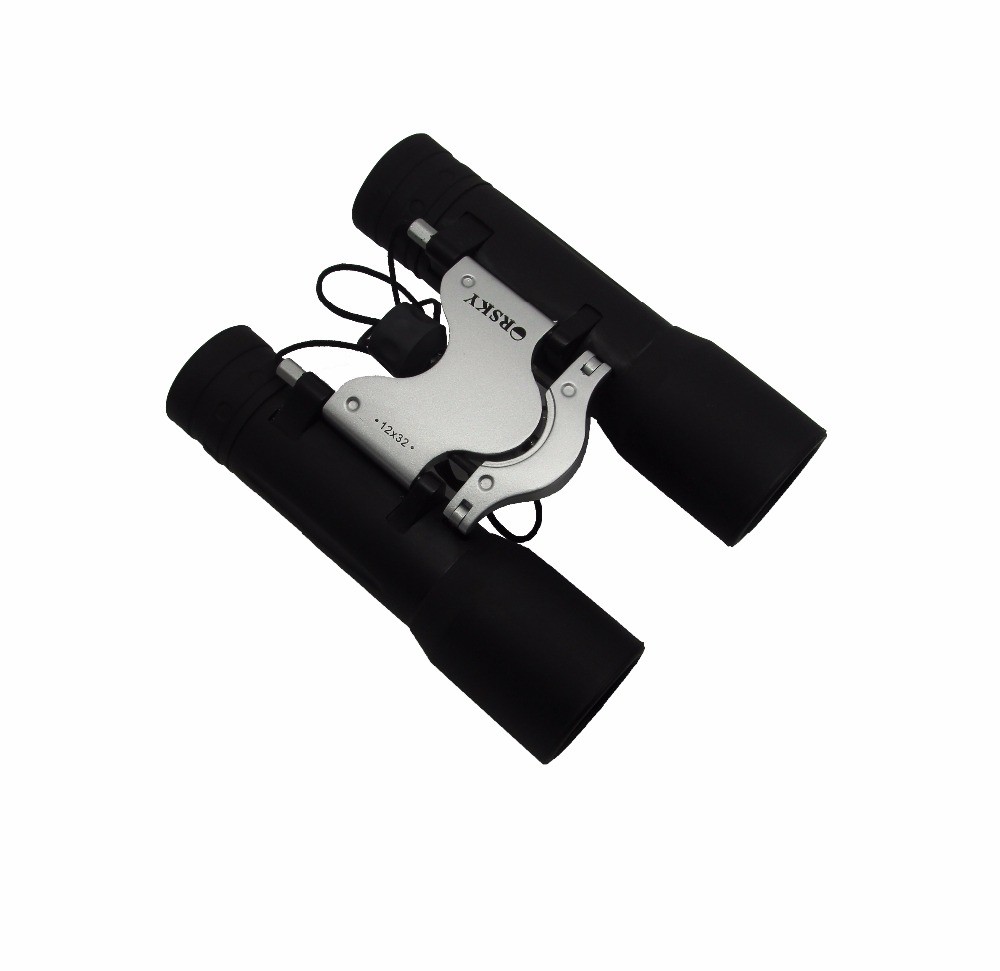 12X32 Black Camping Hiking Compact Folding Binoculars Outdoor Exploration Kit