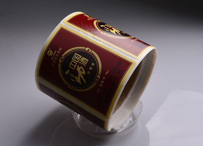 Custom printing glossy varnishing self adhesive special paper chinese wine bottle labels roll