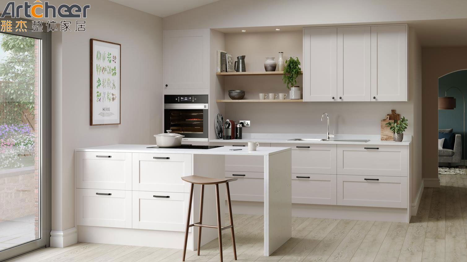 Modern Stylish American Style Kitchen Cabinets in Solid Wood with Customized Size