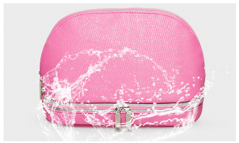 Double Layers Waterproof Travel Women PU Makeup Bag