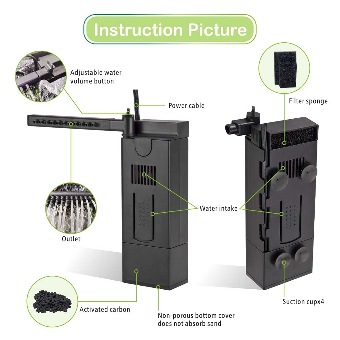 Adjustable Flow 7 Watt Aquarium Water Filter