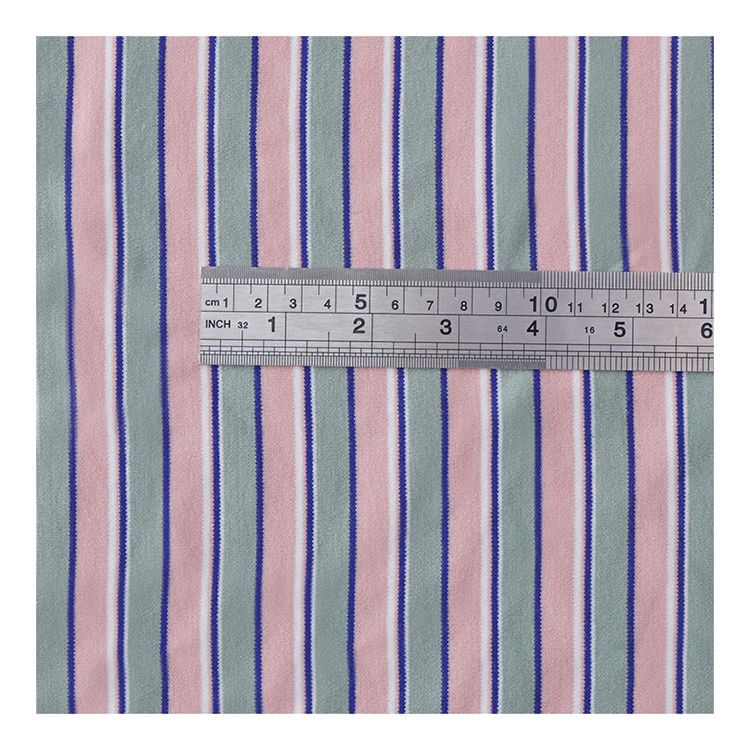 100% Cotton Double Knit Fabric , Soft Stripe Knit Fabric For Long Sleeve Clothes