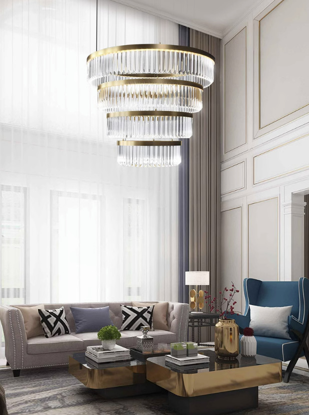 3000K 4000K Modern Crystal Chandelier With Color Temperature Adjustable Feature