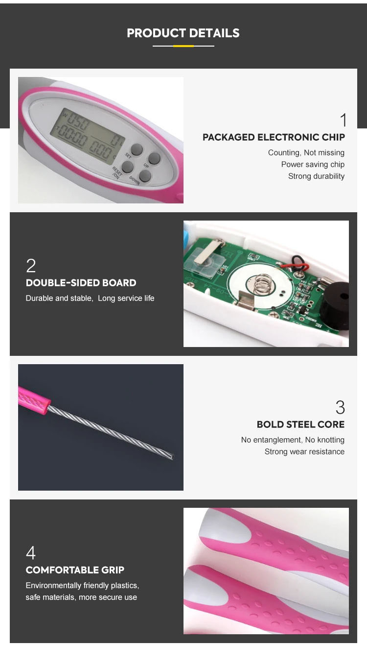 Anti Slip Handle Weighted Jump Rope Neutral Gender Pink Speed Skipping Rope