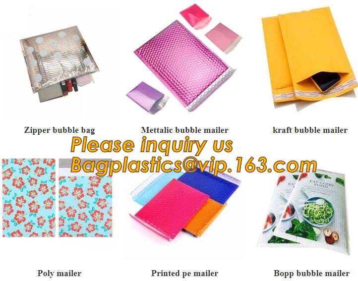 Holographic Factory Shiny gold Cosmetic bag Zipper Bubble Bag zip-lock Slider Padded Mailer metallic bubble zipper bagea