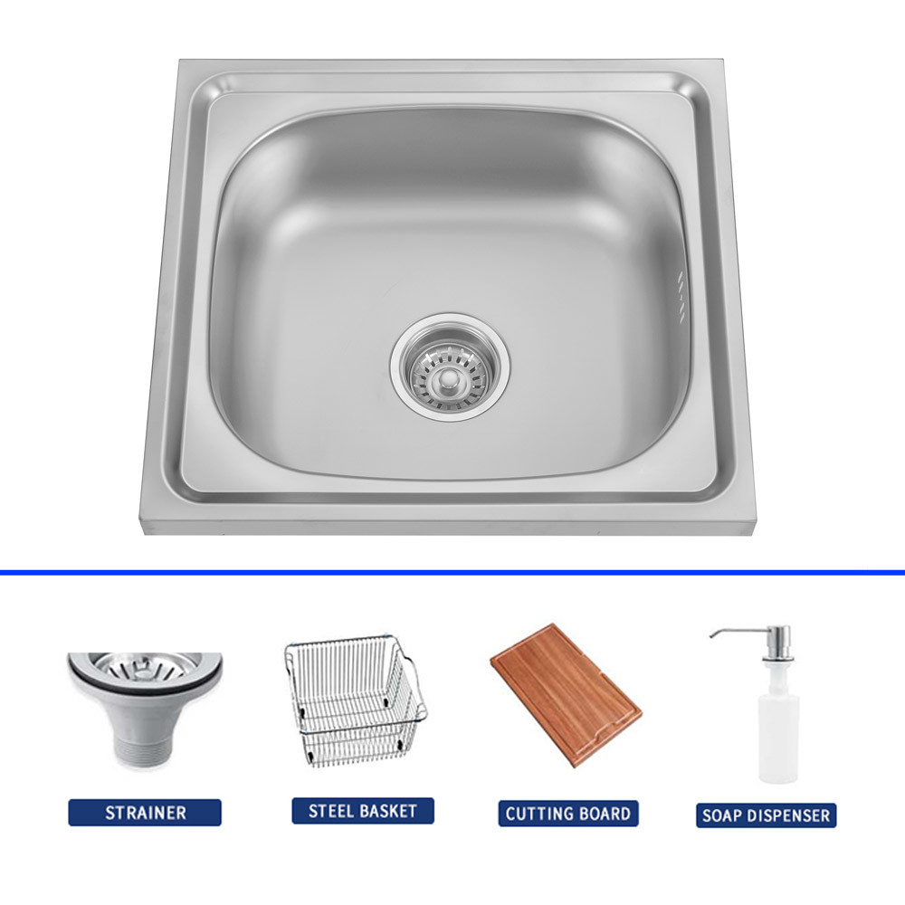 304 Stainless Steel Kitchen Sink Polish Finish Undermount Or Topmount Single Bowl Sink