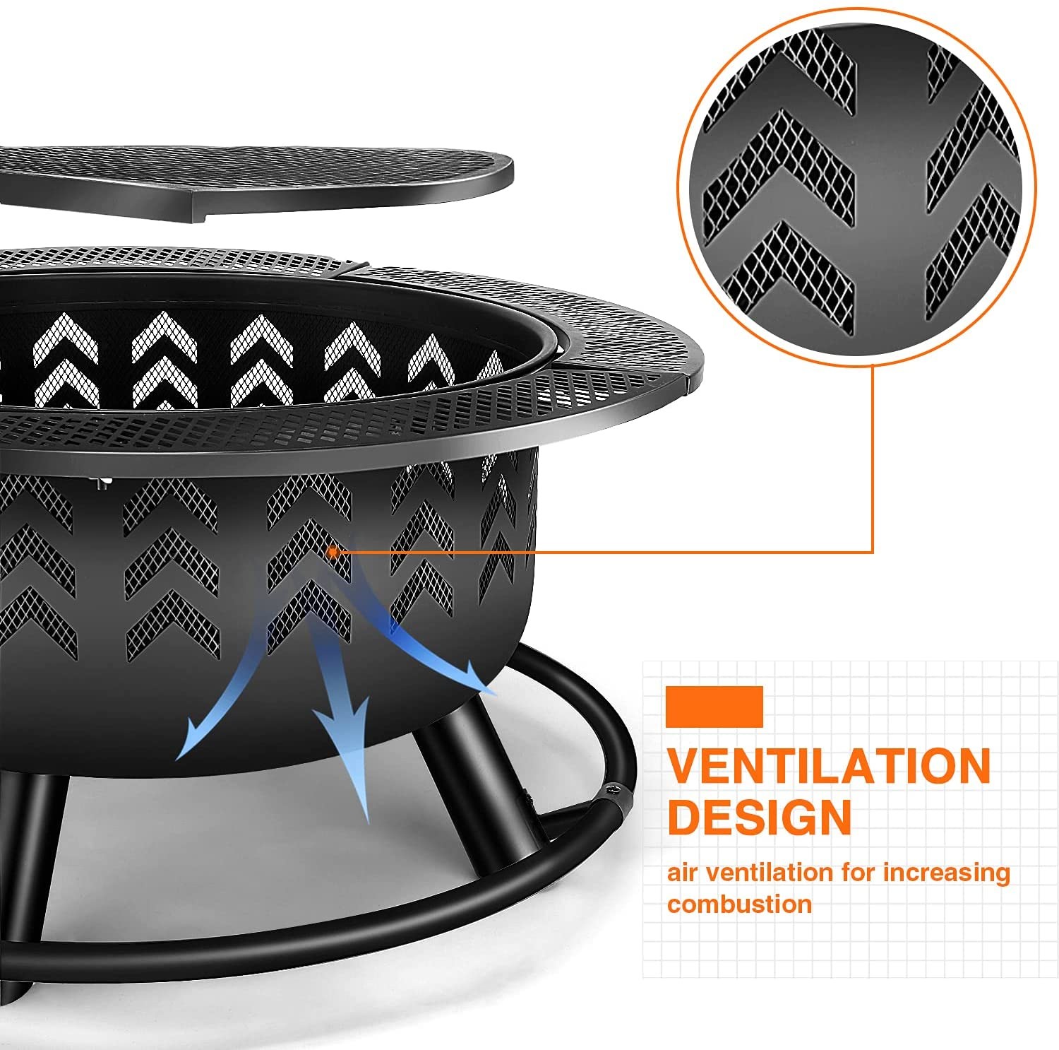2 In 1 Portable Charcoal Fire Pit Bbq Outdoor For Wood Burning With Fireplace Poker