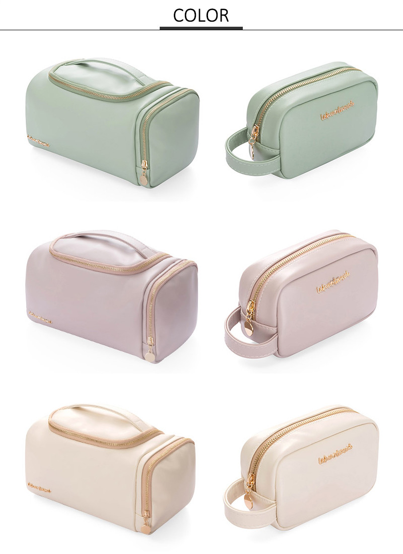Large Capacity Travel Vanity PU Cosmetic Bag With Handle
