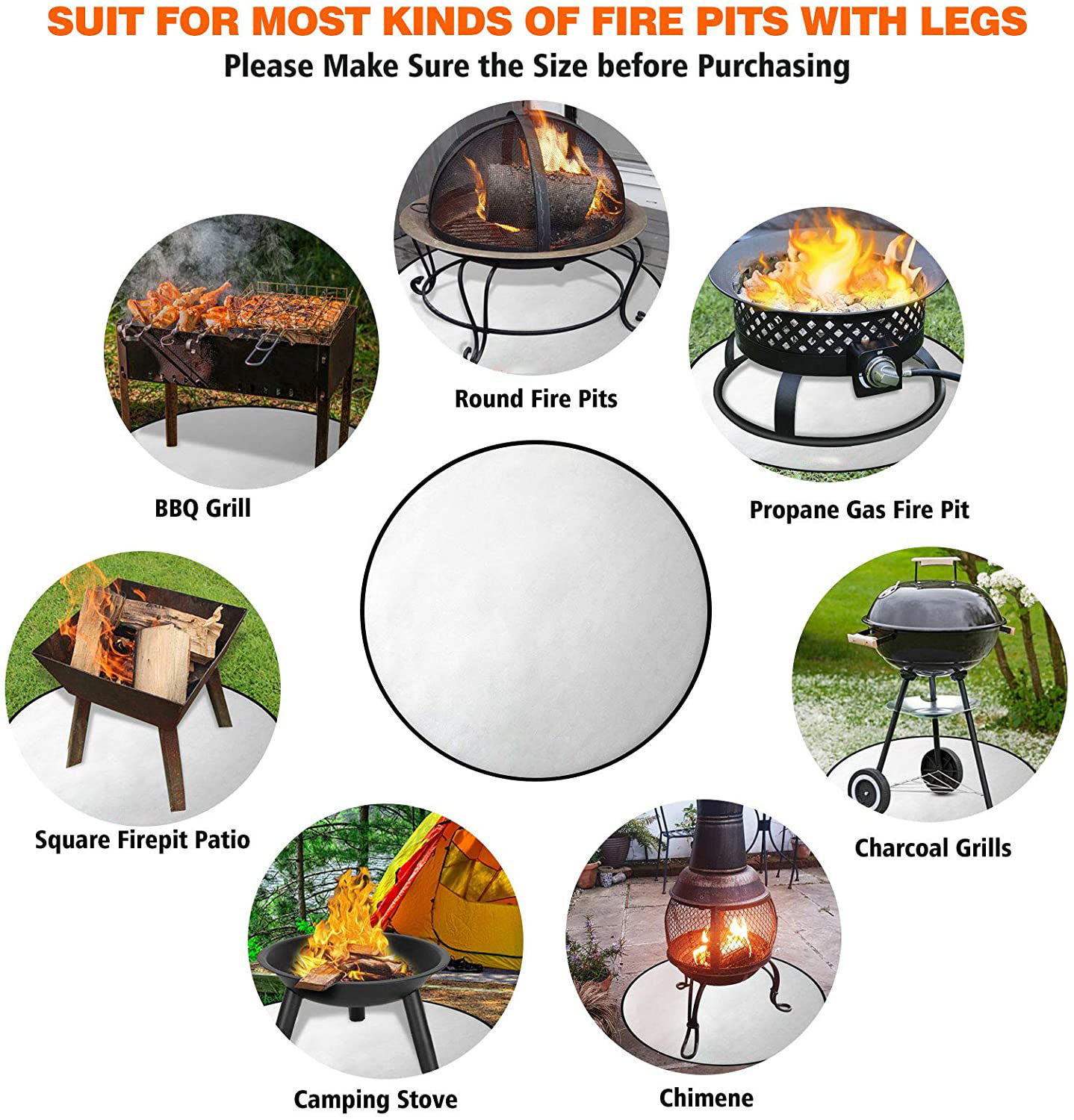 Fire Pit Mat Grill Mat,Fireproof Mat Fire Pit Pad for Deck Patio Grass Outdoor Wood Burning Fire Pit and BBQ Smoker