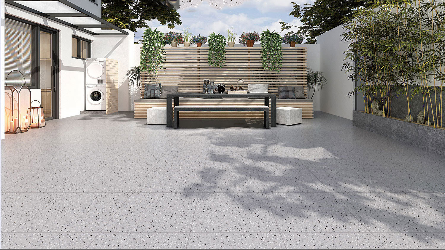24"X48" Grey Acid-Resistance Terrazzo Indoor Floor Soft Glazed Porcelain Decoration Tiles For Living Room