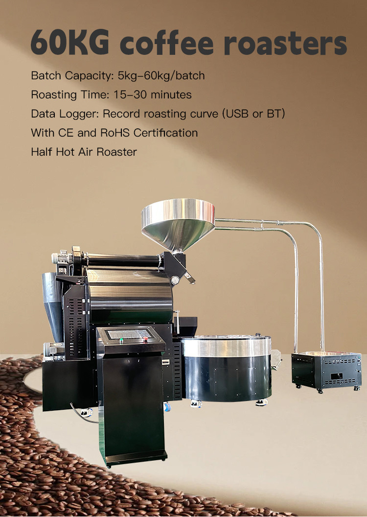 Industrial Automatic Espresso Coffee Roasting Machine 60kg Coffee Bean Roaster Machine