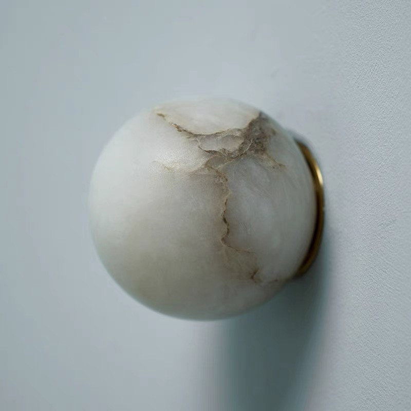 Yellow stone white marble led round and long and plating gold wall lamp for project