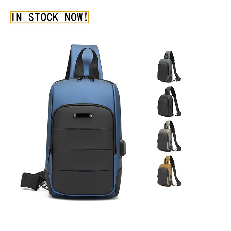 Sympathybag Men Waterproof Sport Chest Bags With USB Fashion And Trendy