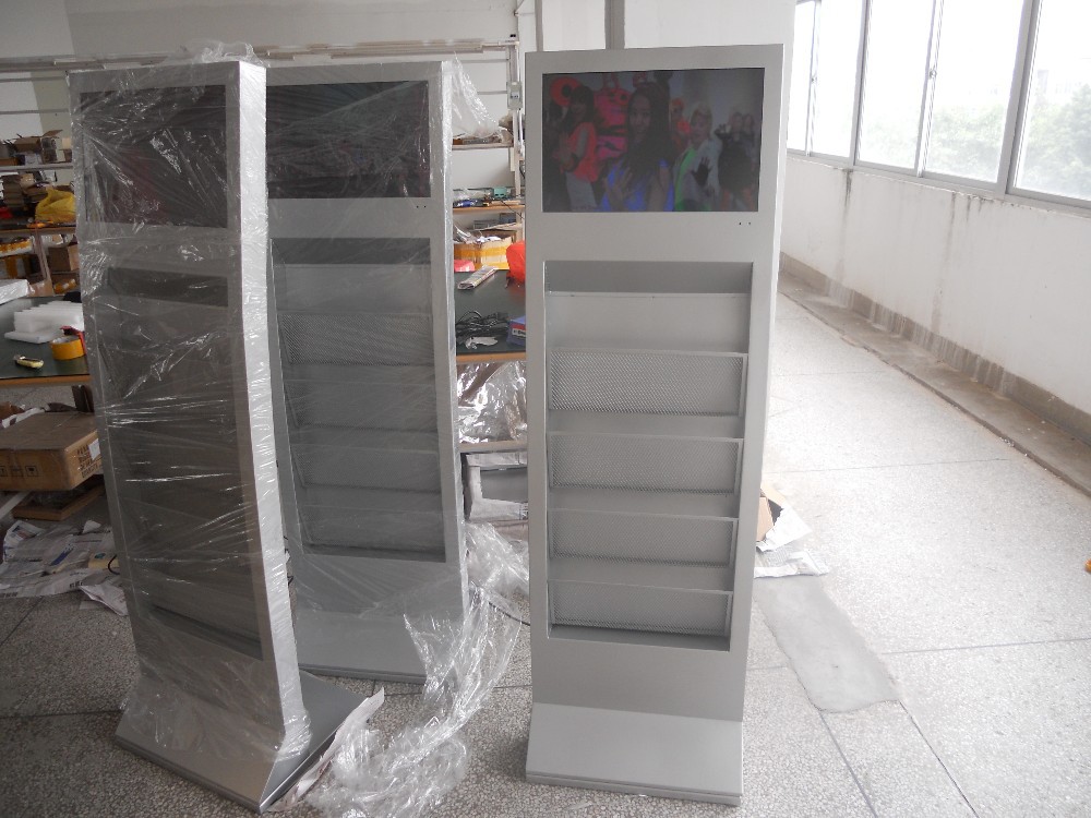 21.5" 22" inch floor standing advertising digital signage media player with brochure stand