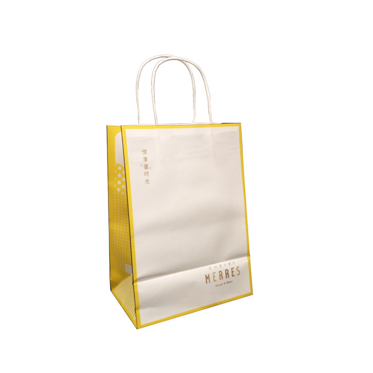 100gsm Press Varnishing Bakery Packaging Bag With Twisted Handles