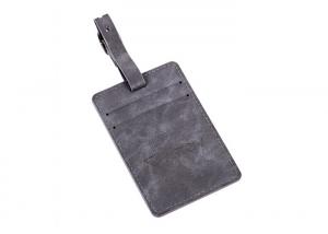 China Grey Genuine Leather Tag Rectangle Pu Leather Luggage Tag Souvenir Gift on sale