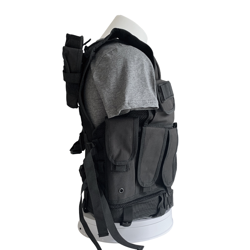Comfortable Protective Black Vest with multiple Pouches for Body and Equipment Fabric