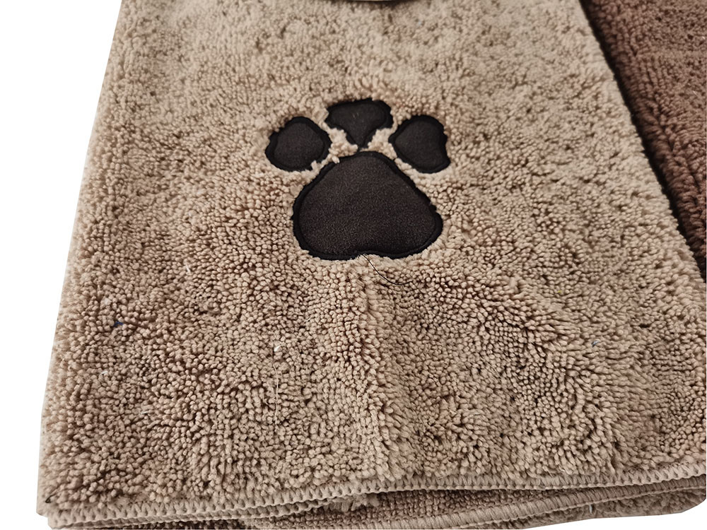 Quick Dry Microfiber Super Absorbent Dog Bath Towel With Paw Embroidery
