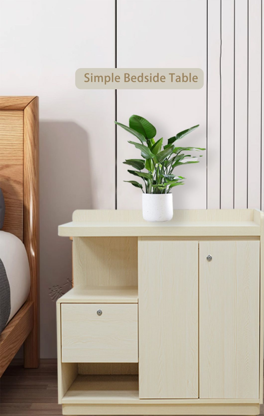 Luxury Modern Nightstand Living Room Bedroom Soft Close Drawers Furniture Solid Oak Wood