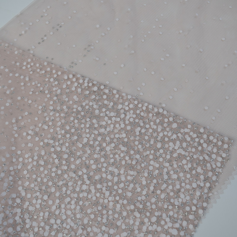 Printed 100% Nylon Blue Star Glitter Tulle Mesh Fabric For Dress