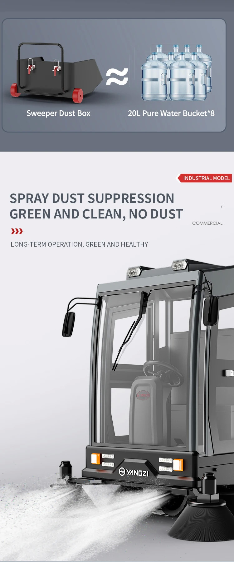 YZ-S12 All Closed Industrial Ride-on Floor Sweeper Machine Park Road Street Sweeper Car