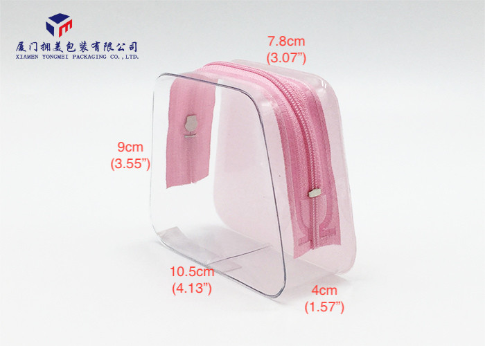 Trapezoid Shape Soft PVC Bags Pink Matte Back Pack Cosmetic Product 10.5X4X9cm