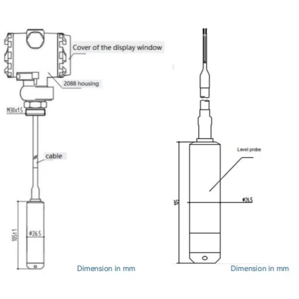 Submersible Hydrostatic Level Transmitter 4-20mA RS485 HART 24VDC
