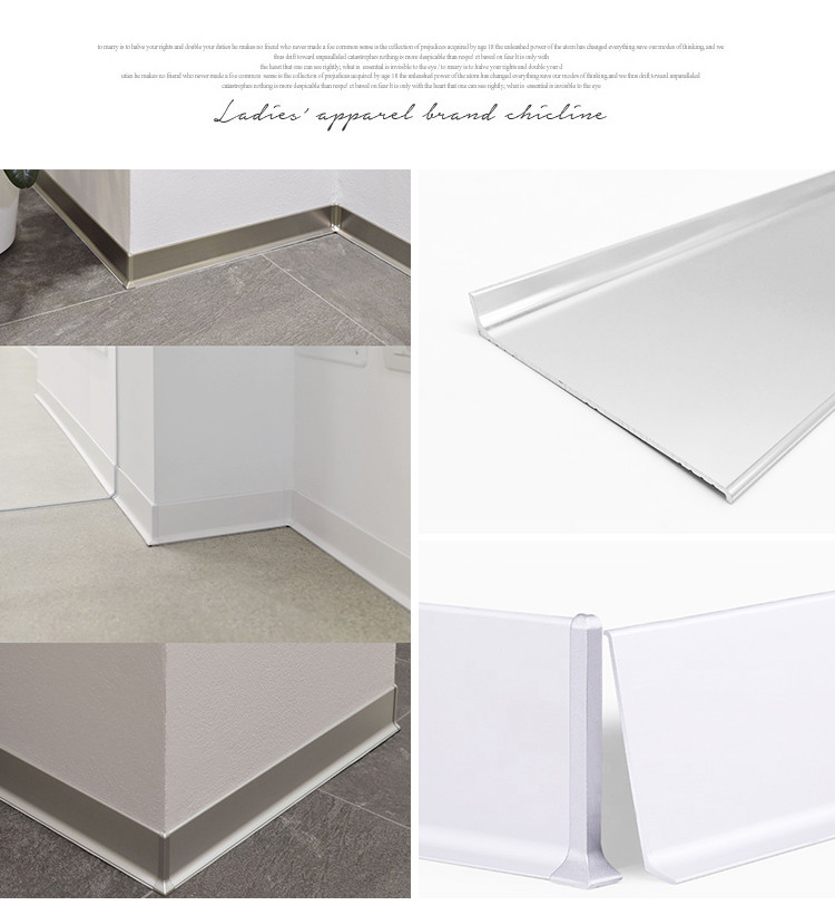Antislip Aluminum Skirting Board Abrasive Resistance 20mm Height