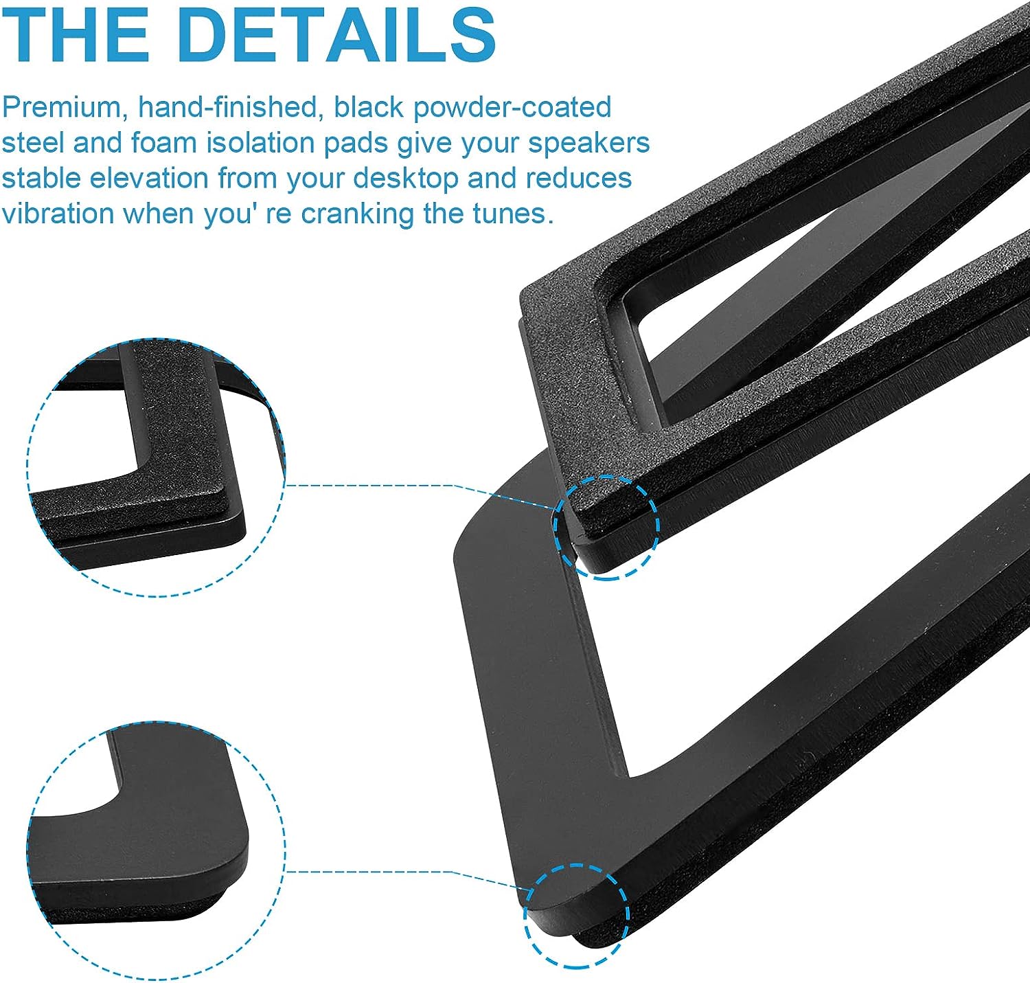 Silver Studio Monitor Vibration Damping Tilted Tabletop Speaker Stand for Bookshelf Computer Speakers
