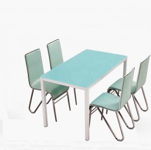 Buy cheap Toughened Glass Top Dining Room Table For Home / Restaurant Decoration blue color product