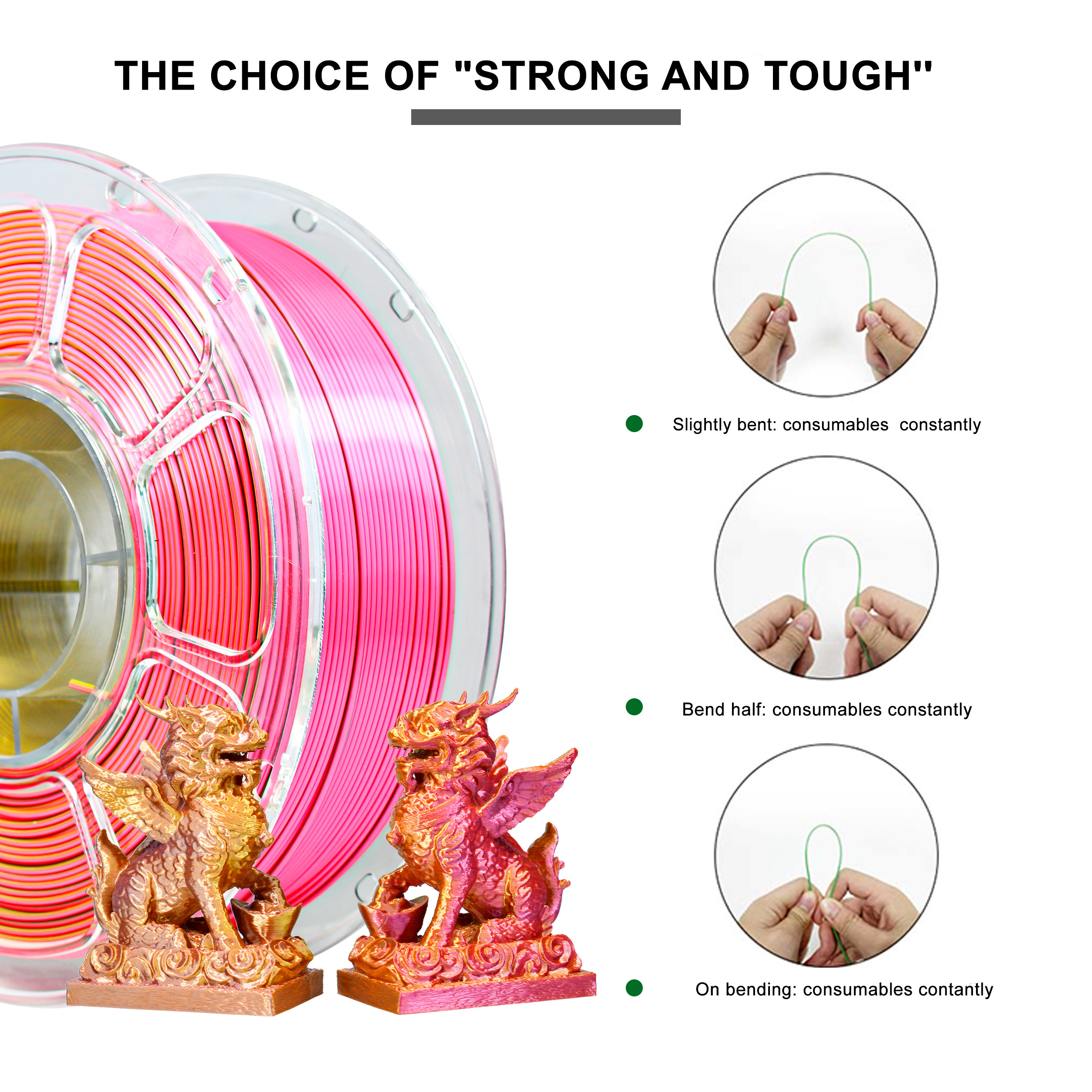 iBOSS PLA+ Filament Four-Color Rose Red Gold Silver Copper 1.75mm FDM Forming Technology 3d Printing Filament