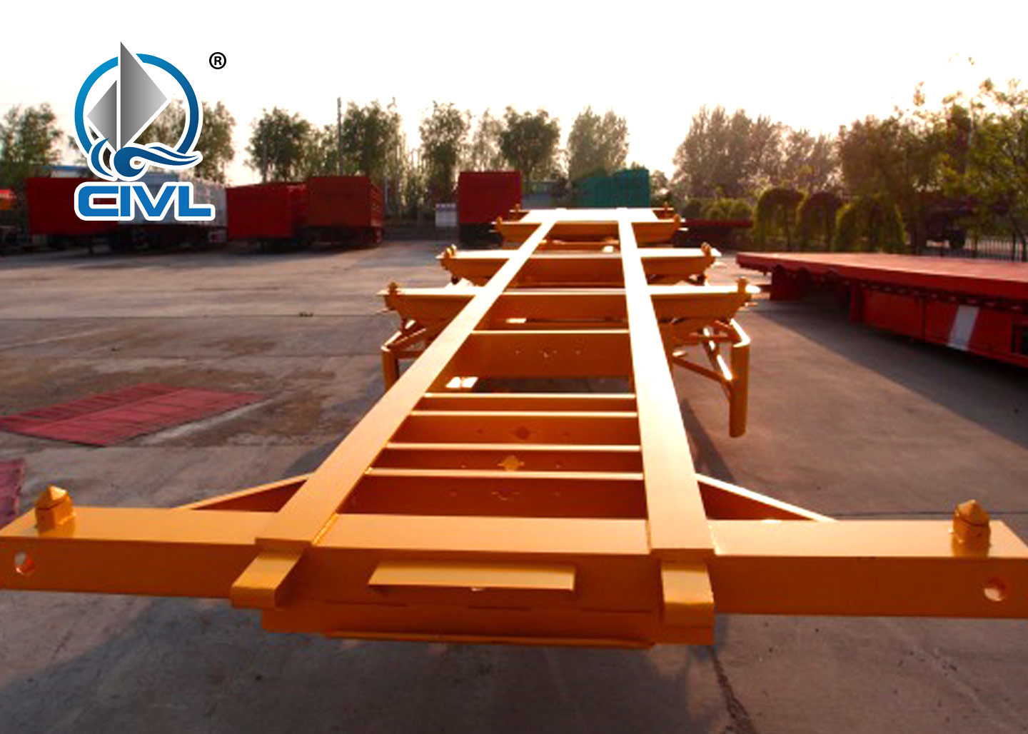 2 / 3 Axles Skeleton Container Semi Trailer Trucks , container transport
