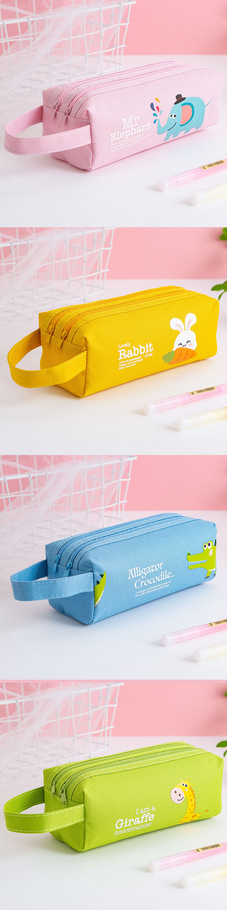 Canvas Geometric Pencil Bag Case for School Supplies Custom Print Cute Pencil Box Pouch
