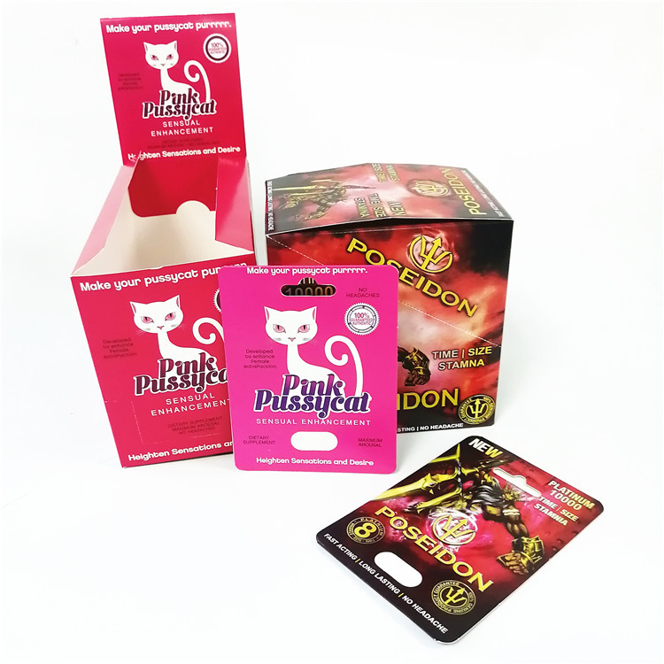 Pussycat Package Rhino Capsule Pills Blister Card UV printing