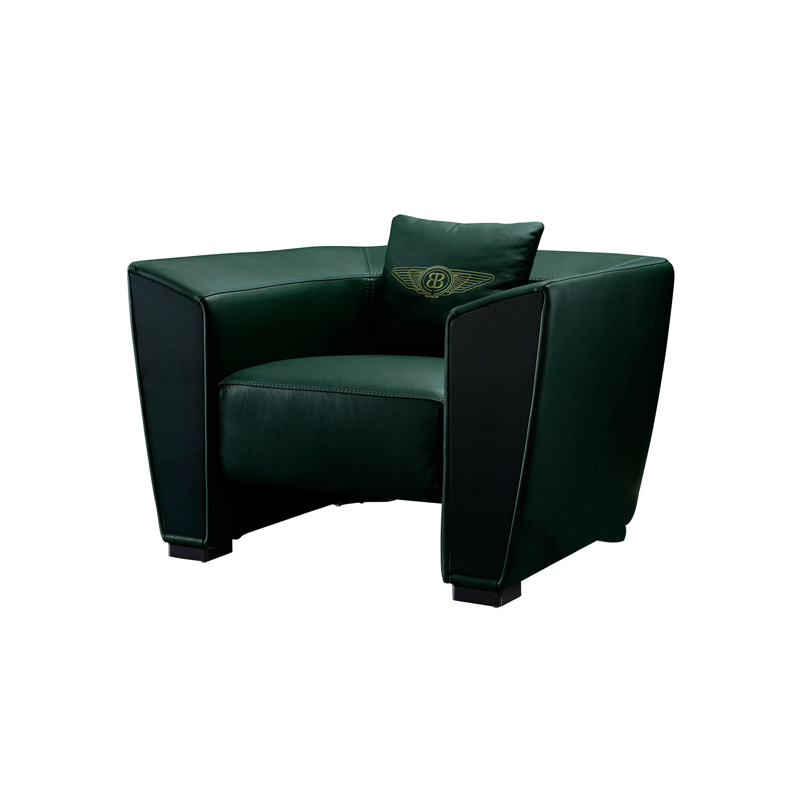 KTV lobby sofa chairs used PU leather for high density sponge with walnut wood legs