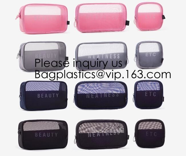 New Fashion Travel Makeup Brush Mesh Cosmetic Bag,Portable Canvas Travel Organizer Cosmetic Bag Toiletry Makeup Wash Bag