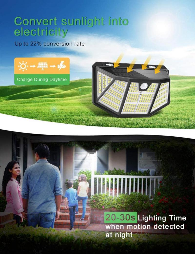 Outdoor Solar Wall Light Motion Sensor Waterproof Street Lamp Solar Powered Sunlight Spotlight