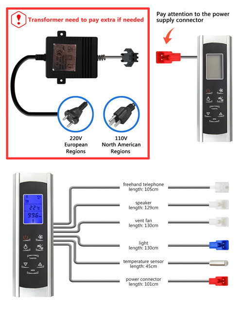 AC 12V Touch Screen Shower Control , Shower Control Panel Dimension 6.7*20.1cm