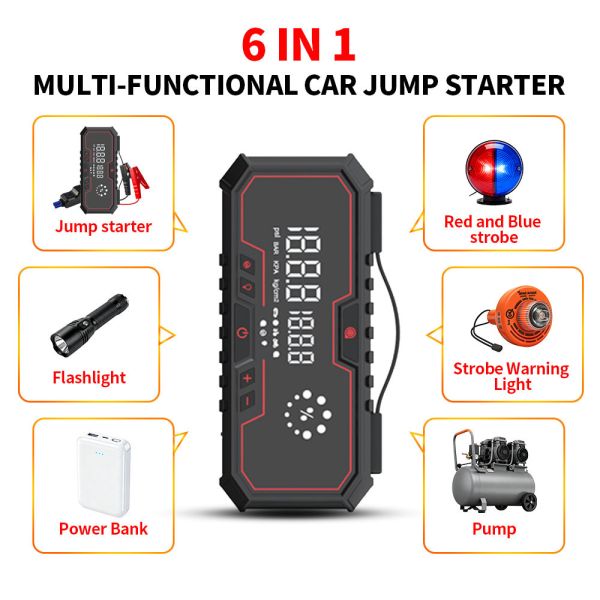 8000mAh Automobile Jump Starters 12V USB Interface Air Compressor Emergency Vehicle Jump Starter Battery Power Bank