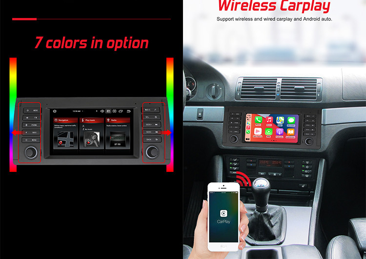 Double Din Android Car Multimedia Player 7 Inch Multi Language Fit BMW E39