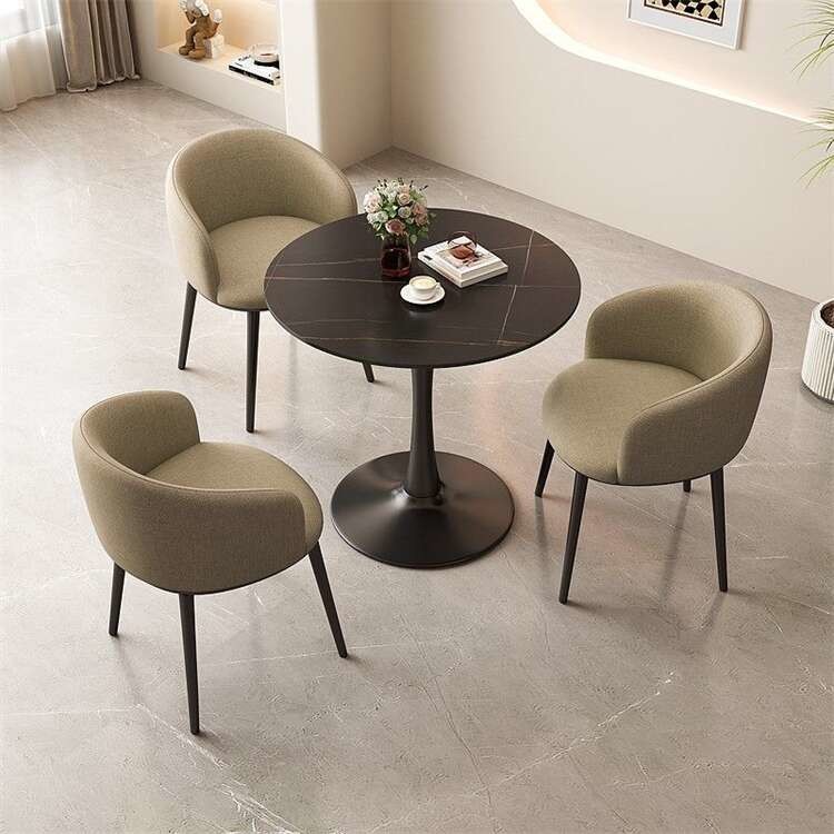 Quartz Stone Tabletop Luxury Wood Dining Table Set OEM ODM