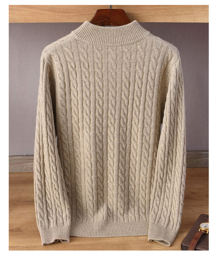 Men s Zip-Front Cardigans with Ribbed Collar Style for Your Business Men's knitted sweater half high neck zippered top