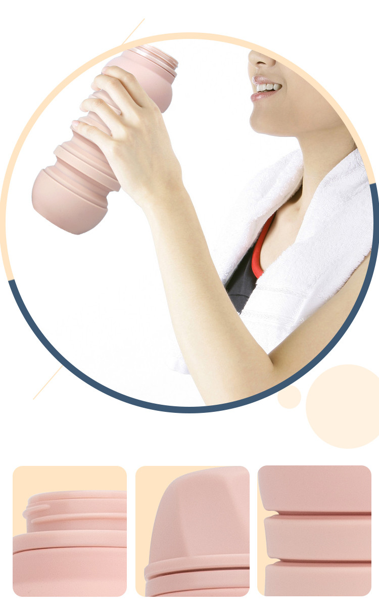 350ml 550ml 750ml Foldable Silicon Water Bottle BSCI ISO9001