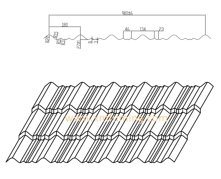 Profile Roofing Tile Roll Forming Machine 7.0KW Powerful Precision